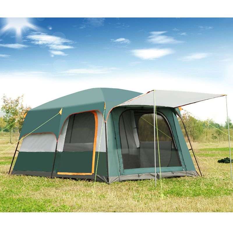 Two bedrooms one living room Double layer rain proof  tent 8-12 person Fully automatic camping tent