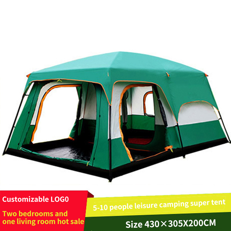 Two bedrooms one living room Double layer rain proof  tent 8-12 person Fully automatic camping tent