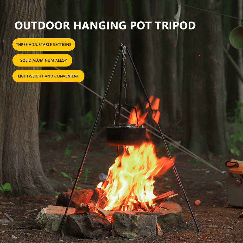 3 Outdoor Camping Campfire Hanging Pot Picnic Fire Making Stand Aluminum Alloy Tripod Camping Supplies Bonfire tripod