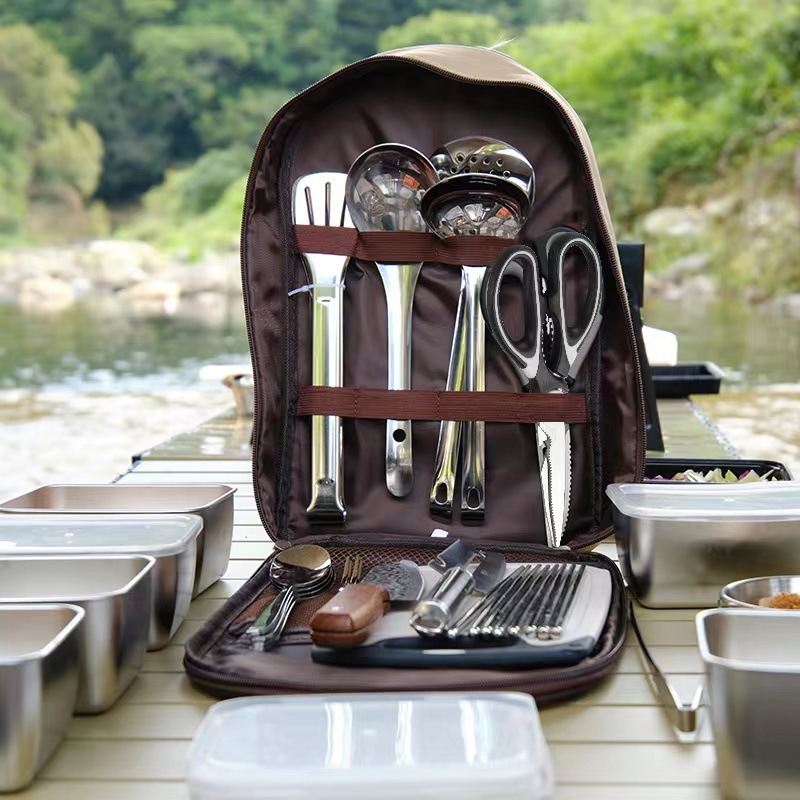 JETSHARK SetStainless Steel  Camping Picnic Tableware Convenient Kitchen  Travel Cutlery Set Outdoor Camping Hiking kitchen