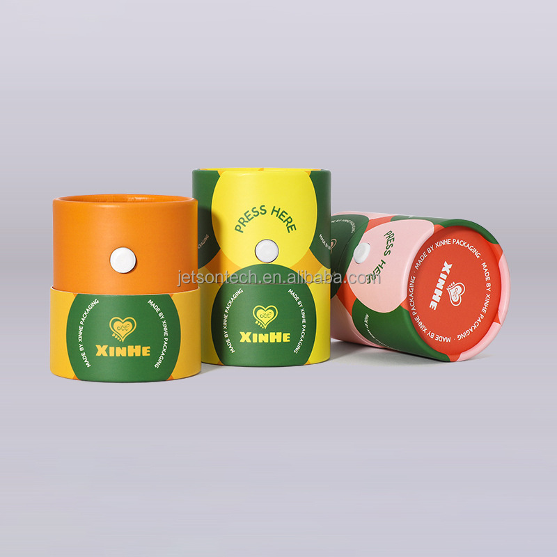 Luxury Custom Colorful Child Resistant Paper Boxes Round Packaging Child Proof Button Paper Tube Boxes Paper Cans