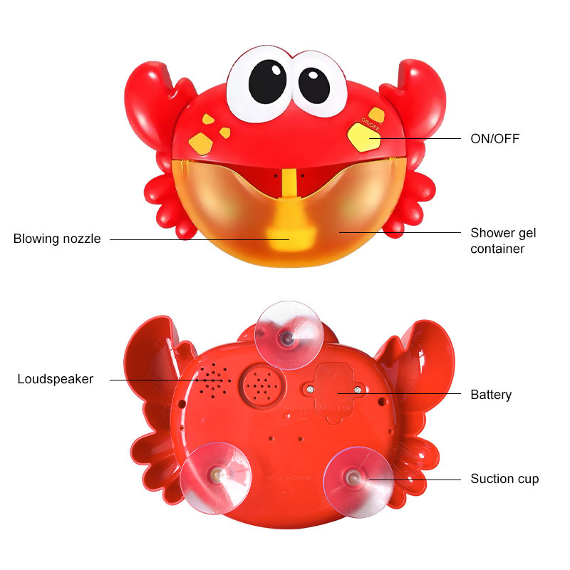 Baby Bubble Bath Toy Electronic Music Bubble Crab Water Toys Cartoon Animal Bubble Bath Blowing Toys