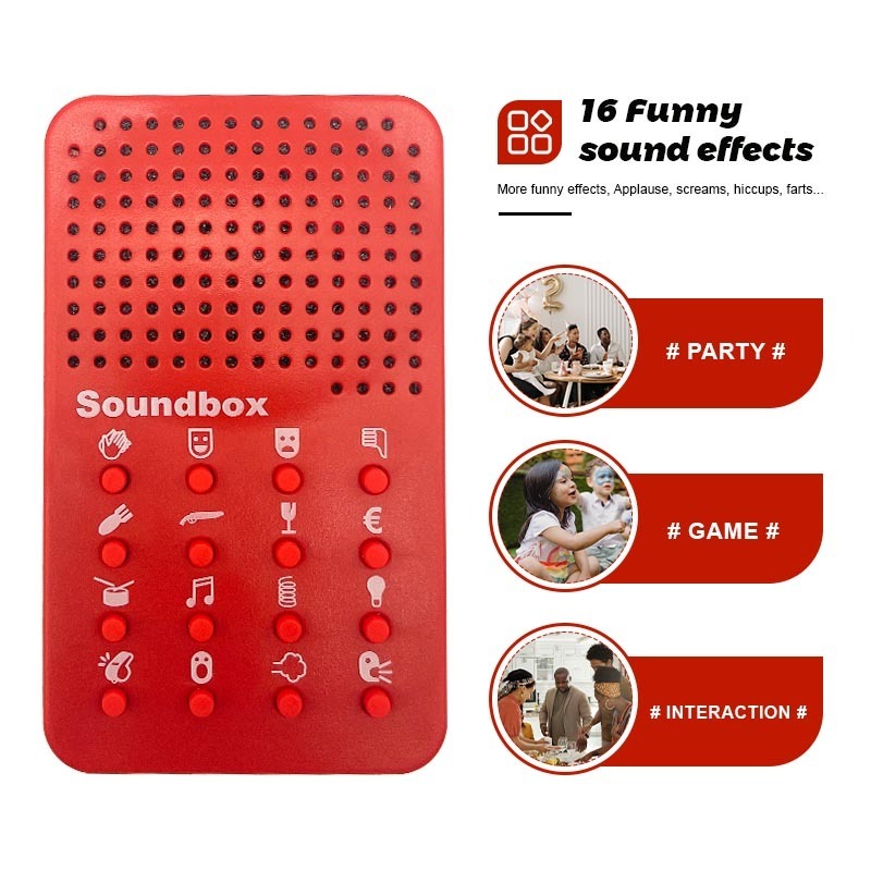 New 16 Funny Effect Sound Box Fart Clap Cash Strange Sound Button Custom Electronic Party Sound Buzzers