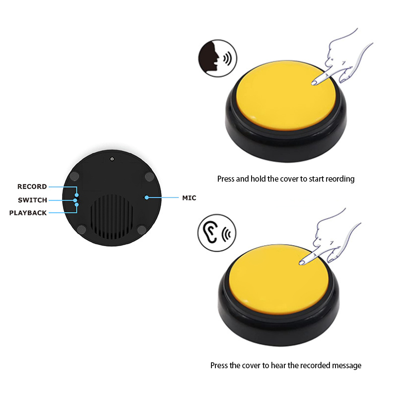 Custom Sound Recordable Talking Easy Voice Recorder Push Buttons for Pet Training Button Dog Talking Button