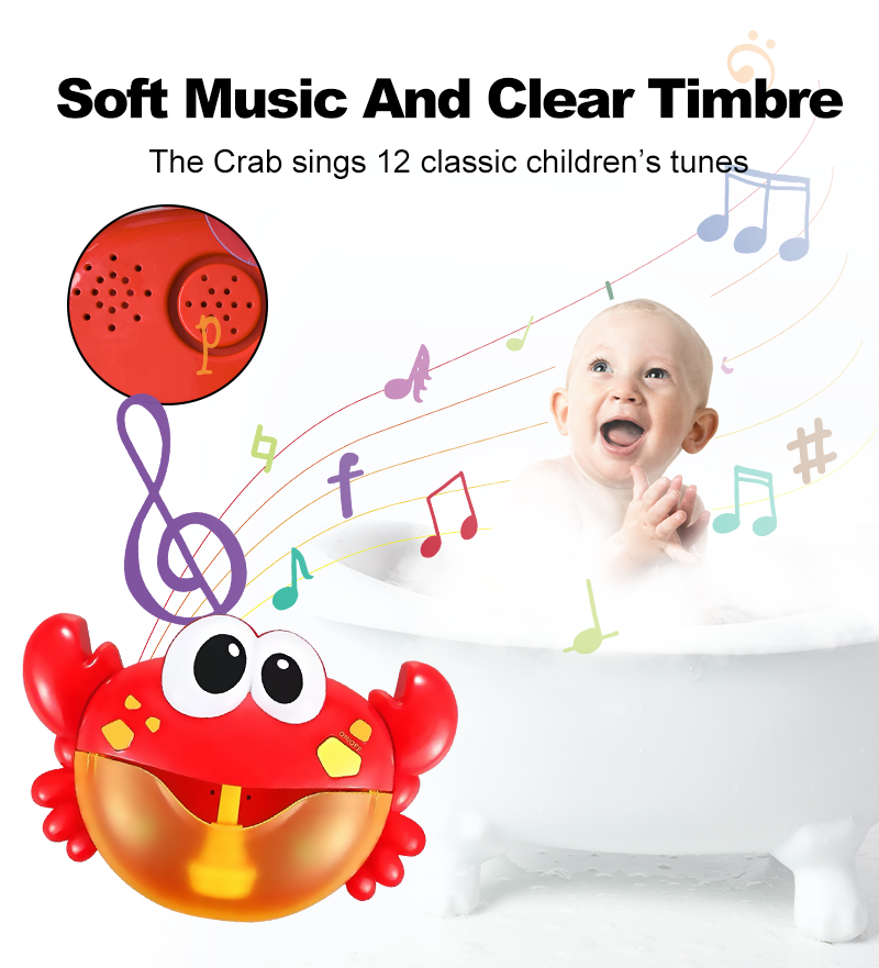 Funny Baby Bath Bubble Machine Cute Bubble Crab Bath Toy With Music Automatic Soap Maker Baby Bath Foam BestSuppliers