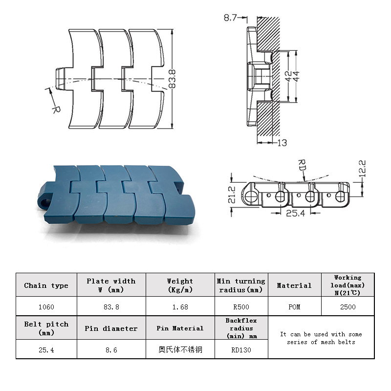 China manufacturer OEM Factory Price Modular Slat Belt Conveyor Plastic Flush Grid Belt for Food