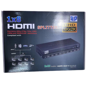 HD Splitter 1x8 Powered 4K 2K 1080P  Video Converters Connectors 8 Ports Adapters with Full Ultra HD & 3D