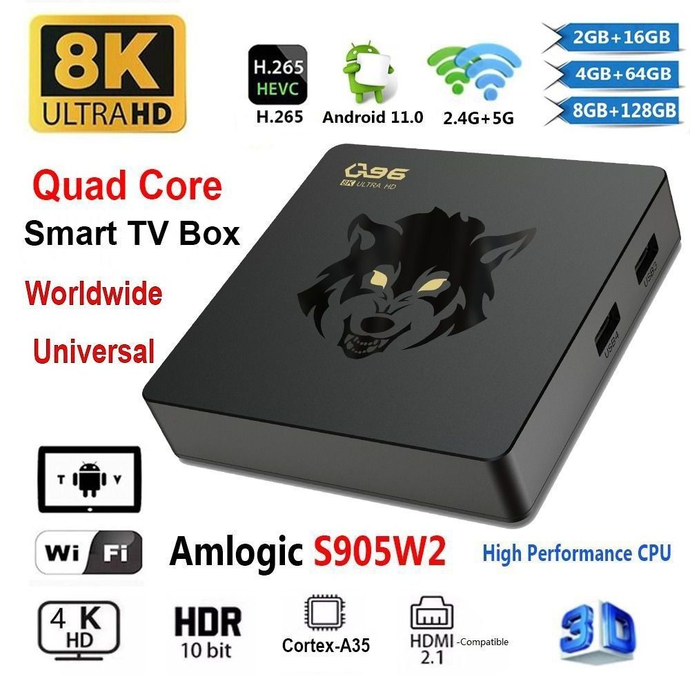 Factory Outlet Q96 8K MAX TV BOX Smart Dual Wifi Android Tv Box Set Top Box ROM 8GB 16GB 64GB 32GB