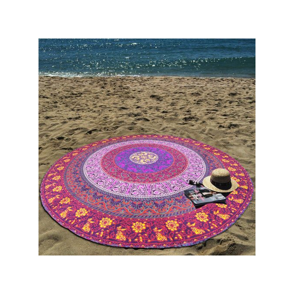 Round Cotton Beach Towel Roundie Table Cloth Yoga Mat Hippie Round Wall Hanging Tapestry Indian Custom Digital Printing Mandala