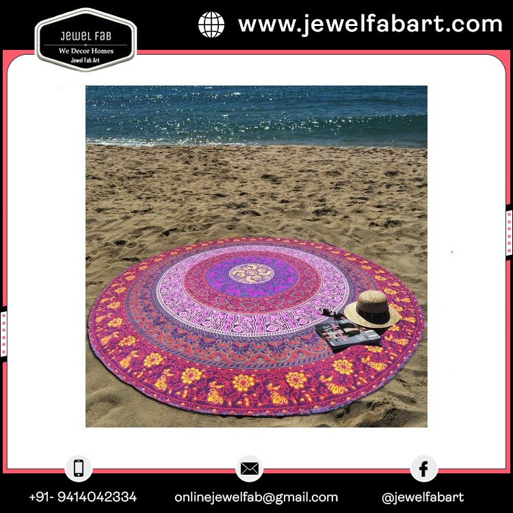 Round Cotton Beach Towel Roundie Table Cloth Yoga Mat Hippie Round Wall Hanging Tapestry Indian Custom Digital Printing Mandala