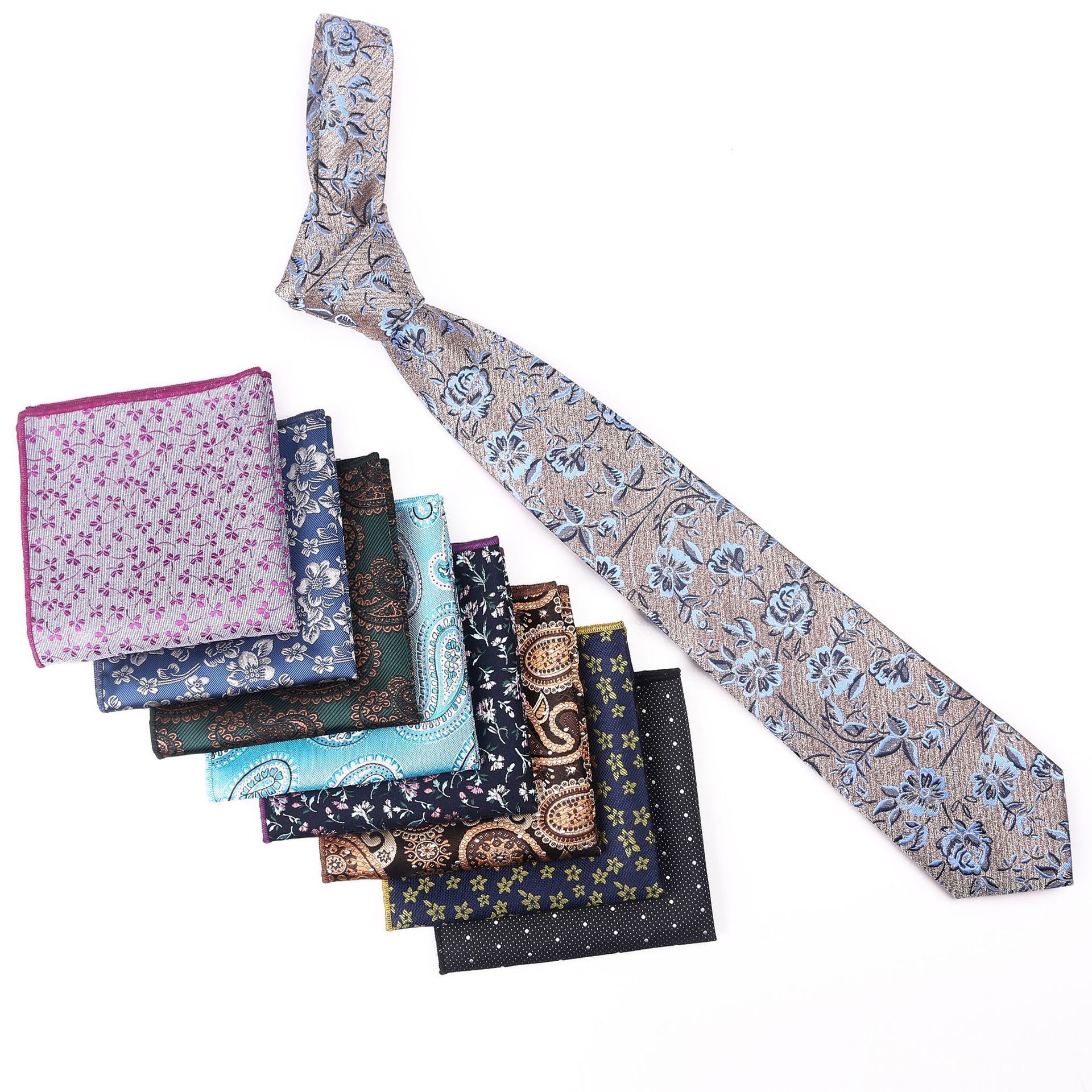 microfiber polyester men's tie and handchief for shirt tie and pocket square set