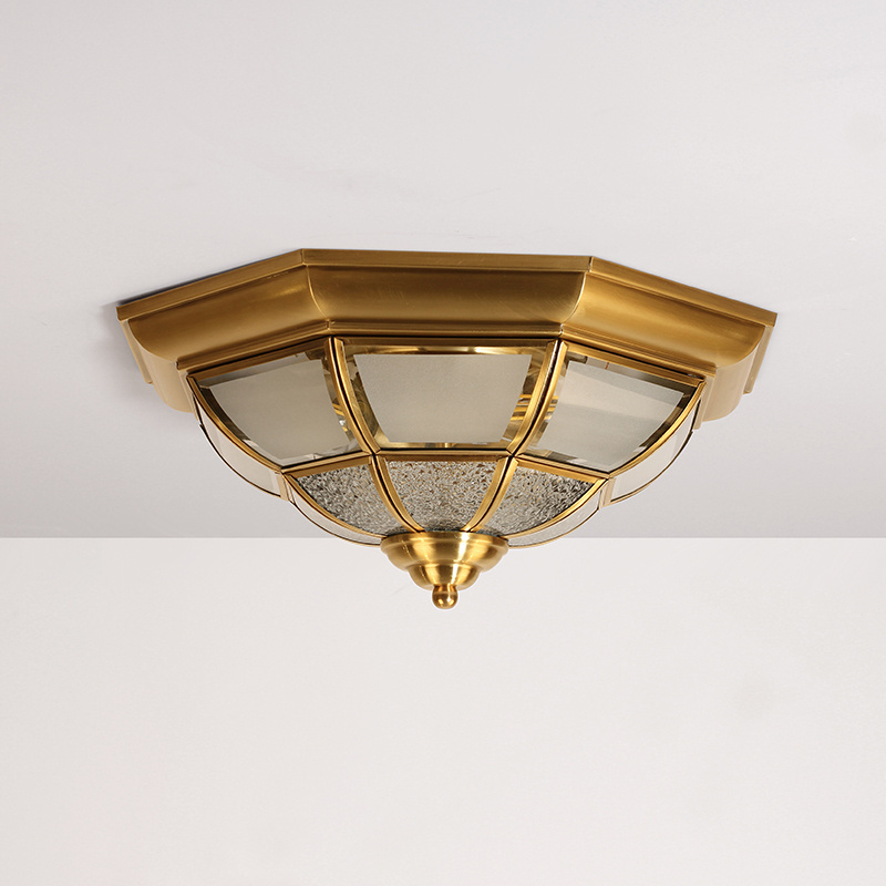 Jewellerytop flush mount light ceiling classic ceiling lamp vintage antique brass lamps with glass shade hexagon for balcony