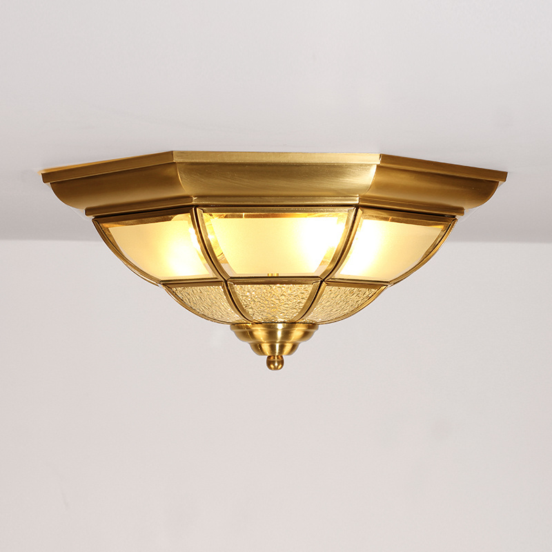 Jewellerytop flush mount light ceiling classic ceiling lamp vintage antique brass lamps with glass shade hexagon for balcony