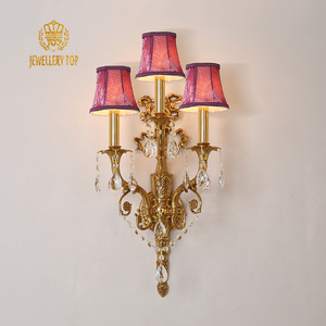 Jewellerytop rococo brass wall lamp double arm with shade classic wall light for hallway bedroom decorative wall sconce