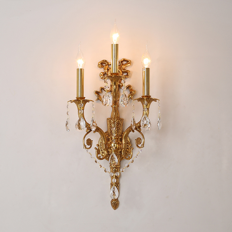 Jewellerytop rococo brass wall lamp double arm with shade classic wall light for hallway bedroom decorative wall sconce