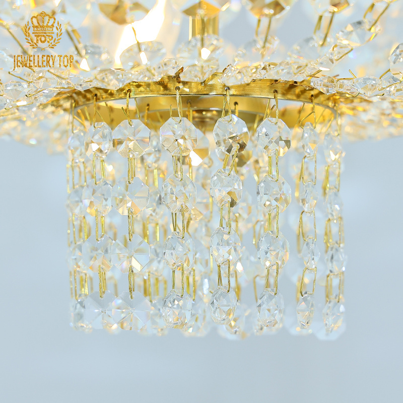 Jewellerytop fancy ceiling lights semi flush mount ceiling light brass lamp luxury crystal ceiling chandelier