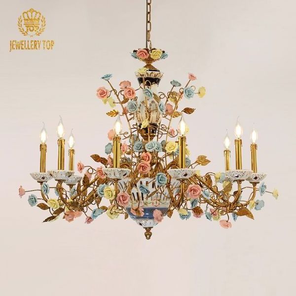 Jewellerytop rococo flower basket lamp chandelier pendant lights vintage art deco chandelier