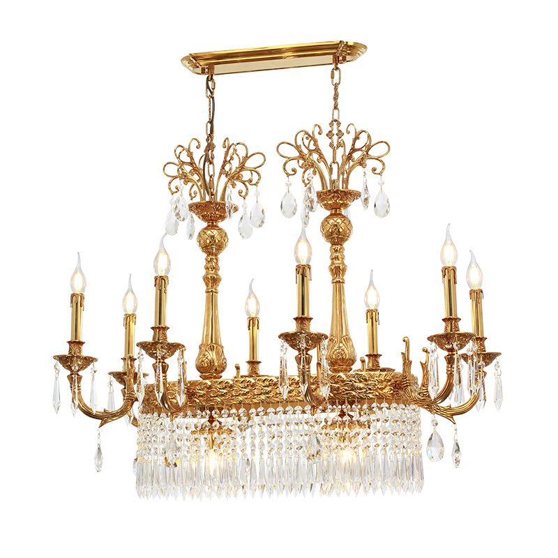 Jewellerytop antique brass crystal lighting hallway pendant lamp rectangular dining room chandelier for restaurants