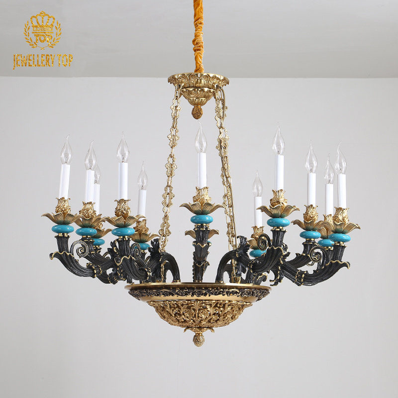 Jewellerytop 8+4 Lights French Classic Luxury Rococo Brass Vintage Antique Chandelier Lighting Baroque Copper Bronze Chandeliers