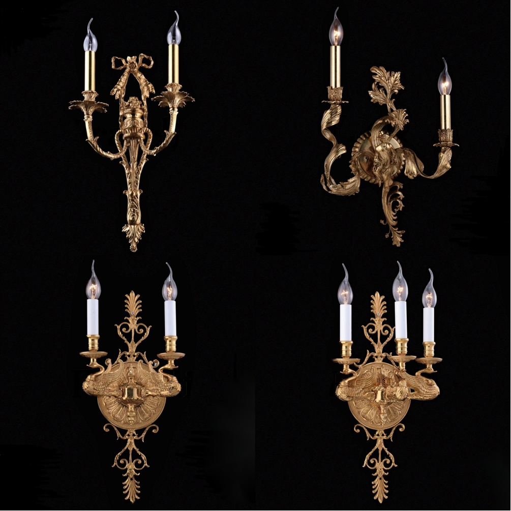 Jewellerytop European Rococo Lighting Fixture Classic Vintage Sconces Luxury Royal Lamp Antique Brass Wall Light Copper Sconce