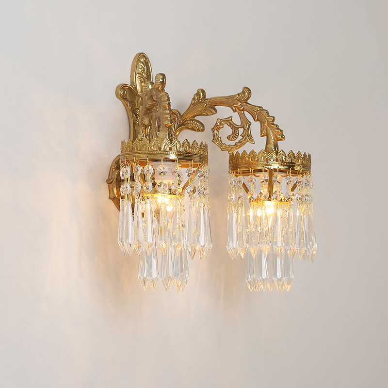 Jewellerytop baroque wall lamp double crown toilet wall light crystal lamps contemporary wall sconce for bathroom bedroom