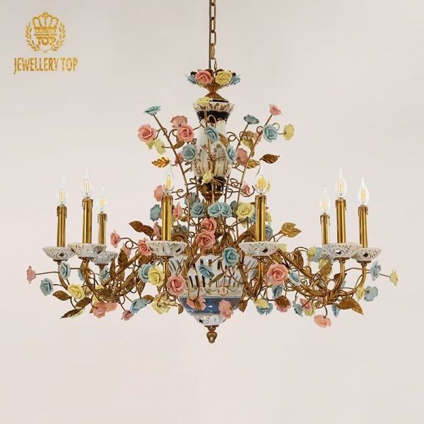 Jewellerytop rococo flower basket lamp chandelier pendant lights vintage art deco chandelier