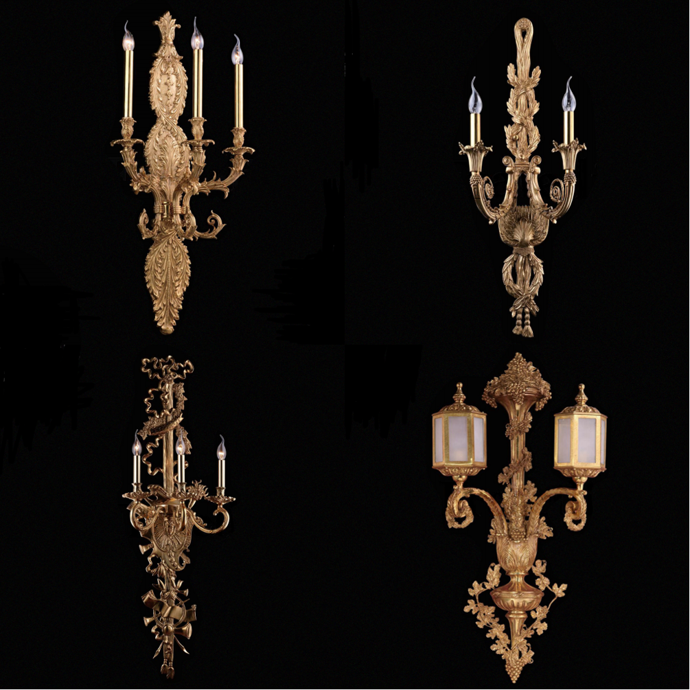 Jewellerytop European Rococo Lighting Fixture Classic Vintage Sconces Luxury Royal Lamp Antique Brass Wall Light Copper Sconce