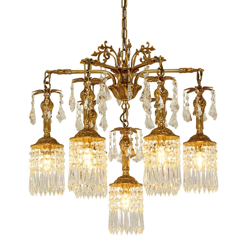 Jewellerytop round drop cup solid brass lamp suspension led light fixtures crystal hanging mid century dining chandelier