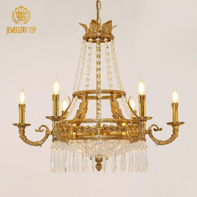 Jewellerytop rococo gold pendant light brass dining hanging lamp flushed ceiling copper lamparas chandelier library lighting