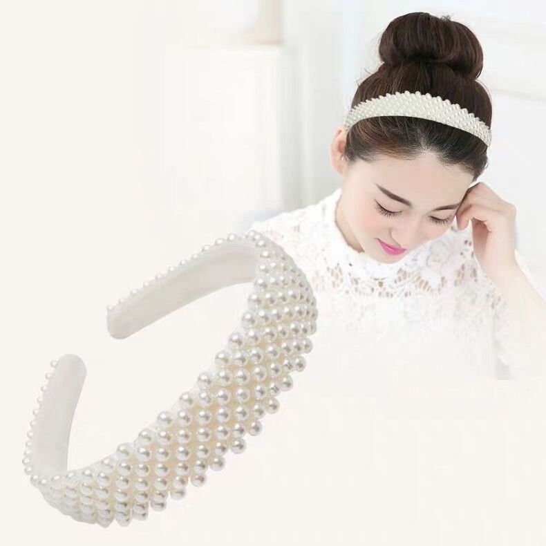 Bulk Wholesale New Fashion Hair Hoop Jewelry Accessories Shiny Bridal Wide Pearl Headband