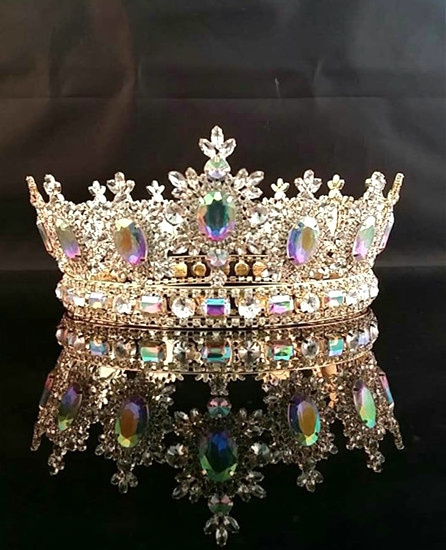 Wholesale Miss World Themed Christmas Large AB Crystal Pageant Crowns