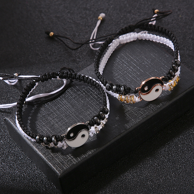 Wholesale Black And White Fashion Hand Jewelry New Yin Yang Tai Chi Stainless Steel Double Match Couple Bracelet