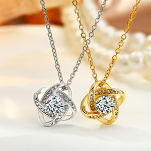 Love Heart Knot clover Pendant Stainless steel Necklace For Women Wholesale Valentine's Day Mother 's day Jewelry  Gift