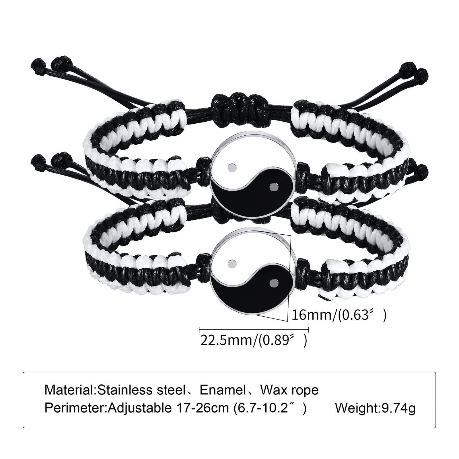 Wholesale Black And White Fashion Hand Jewelry New Yin Yang Tai Chi Stainless Steel Double Match Couple Bracelet