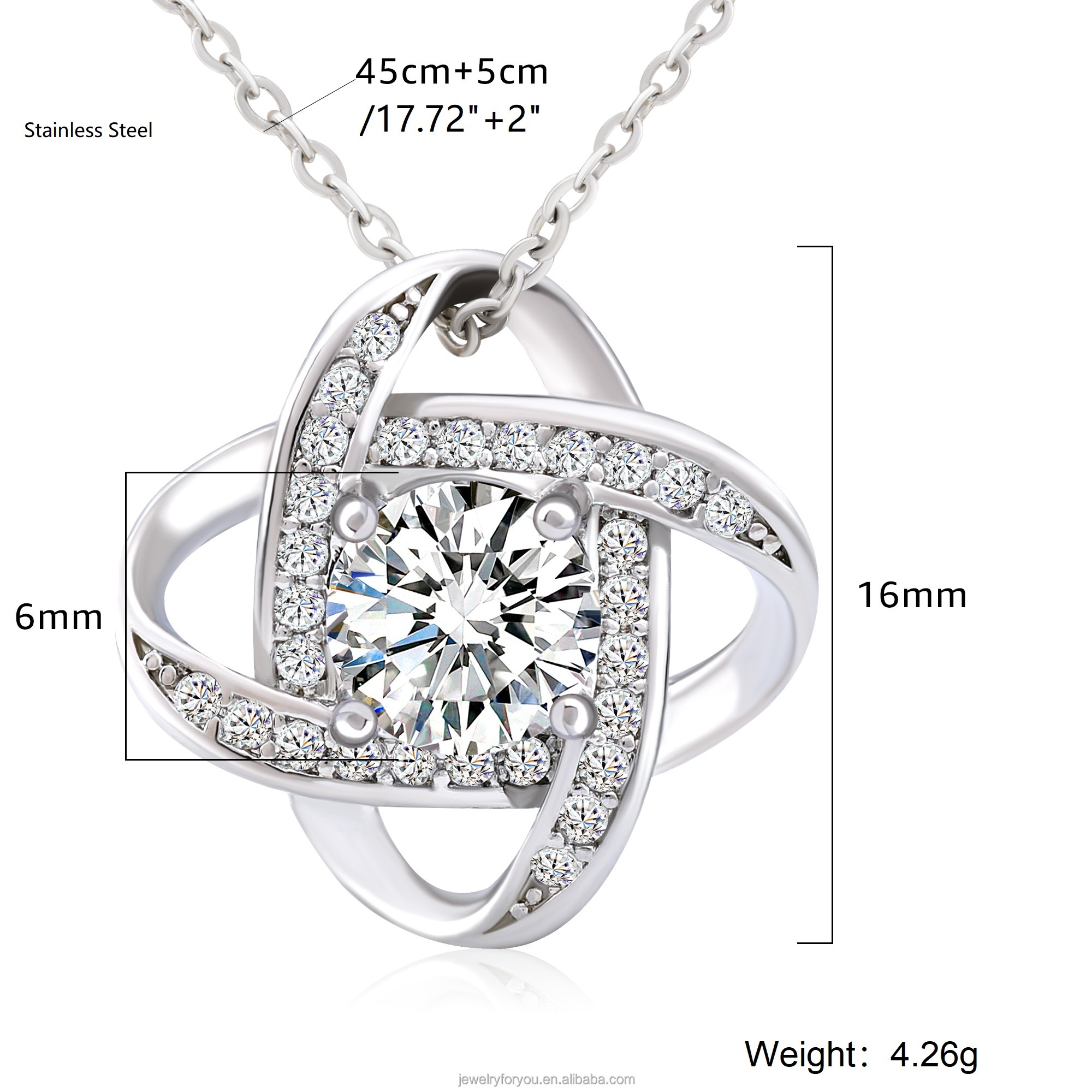 Love Heart Knot clover Pendant Stainless steel Necklace For Women Wholesale Valentine's Day Mother 's day Jewelry  Gift