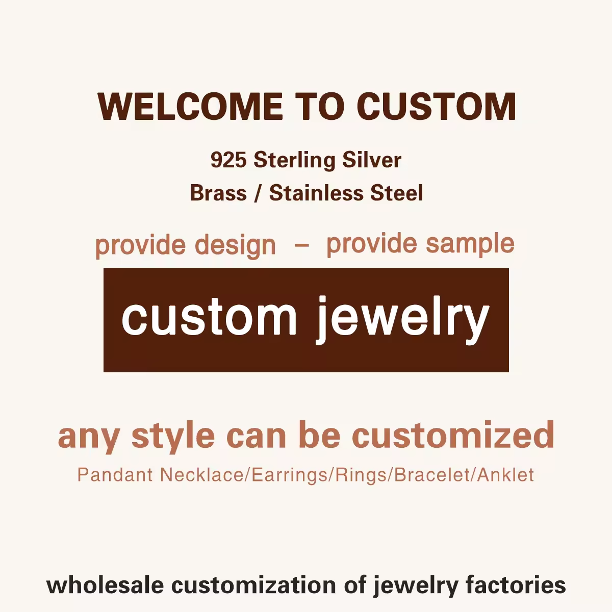 OEM ODM custom necklace earring ring bracelet stainless steel 925 sterling silver  brass copper jewelry manufacturers link