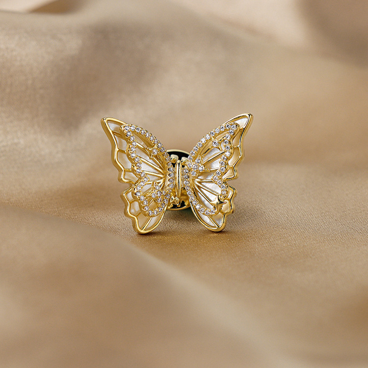 Haosen Fine Jewelry Luxury Woman Pins And Brooches  Animal Zircon Butterfly Scarf Luxury Woman Pins and Brooches