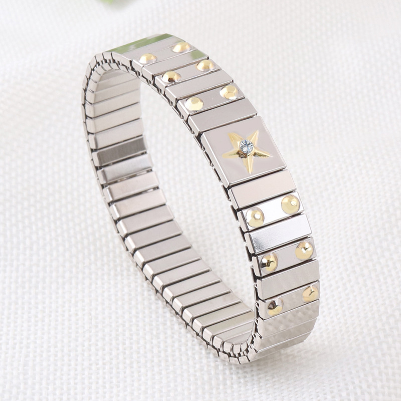 New Simple Fashion Style Wholesale Gold Star Diamond Charms Best Stainless Steel Jewelry For Men And Women Bracelets