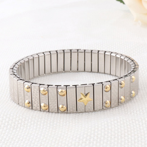 New Simple Fashion Style Wholesale Gold Star Diamond Charms Best Stainless Steel Jewelry For Men And Women Bracelets