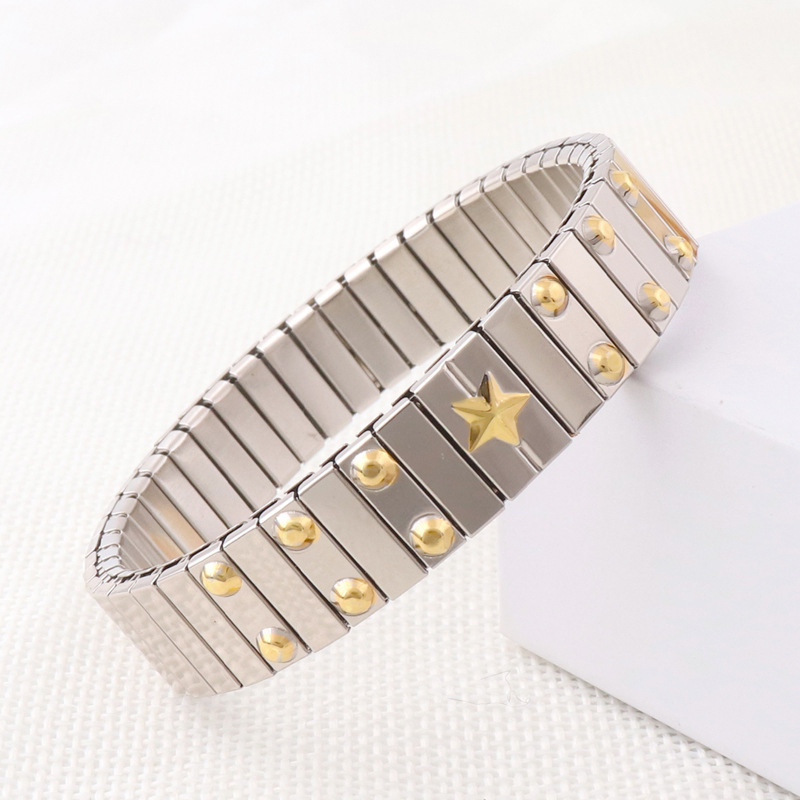 New Simple Fashion Style Wholesale Gold Star Diamond Charms Best Stainless Steel Jewelry For Men And Women Bracelets