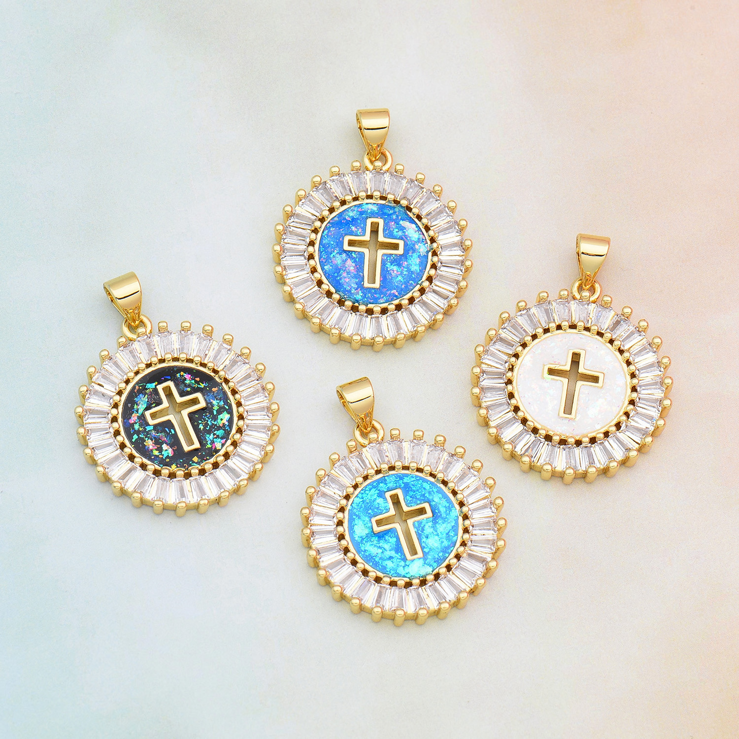 18k gold plated designer jewelry famous brands Copper christian jewelry Cross price opal women fine jewelry