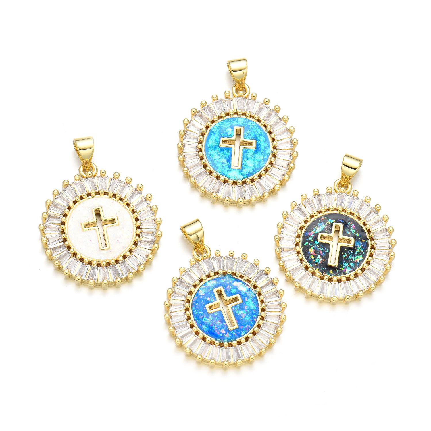 18k gold plated designer jewelry famous brands Copper christian jewelry Cross price opal women fine jewelry