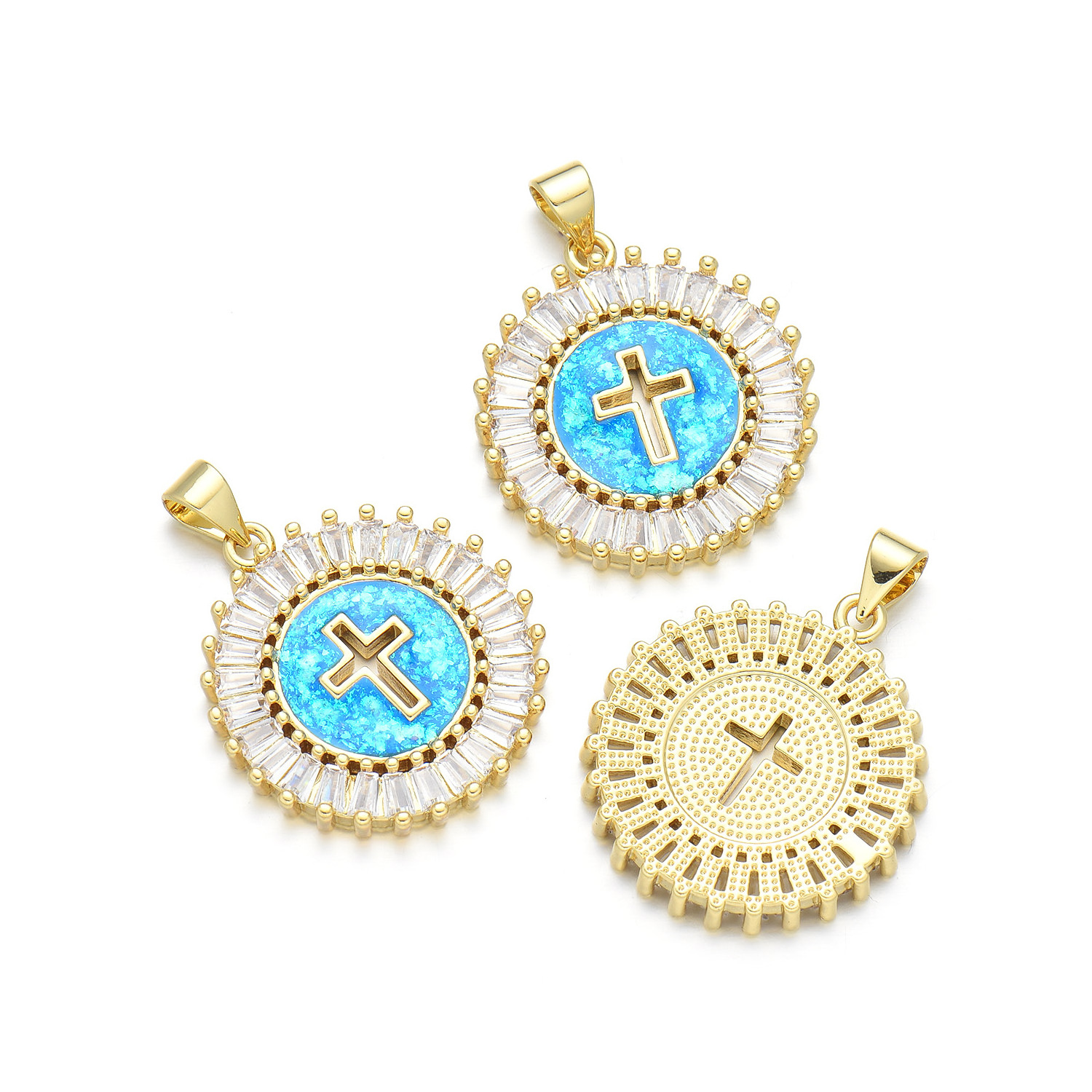 18k gold plated designer jewelry famous brands Copper christian jewelry Cross price opal women fine jewelry