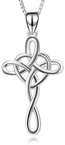 Minimalist Jewelry Gift 925 Sterling Silver Cross Heart Infinity Celtic Knot Necklace Pendant for Women Girls Boys