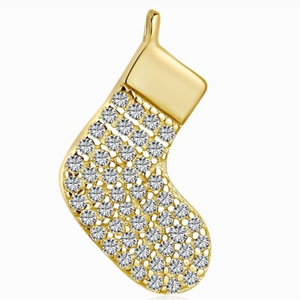 Wholesale 925 Sterling Silver 18K gold plating Christmas socks charm DIY pendant