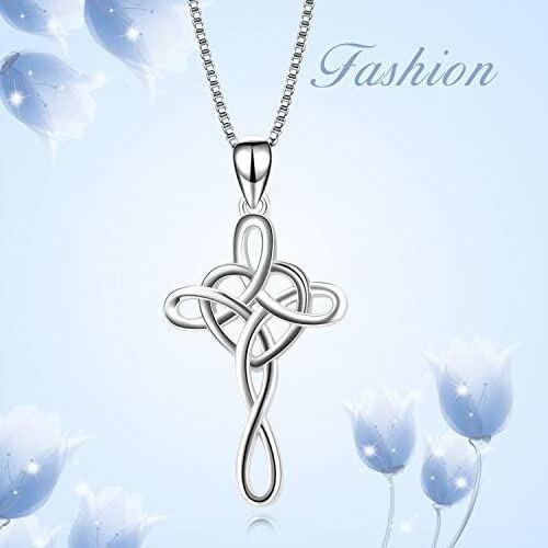 Minimalist Jewelry Gift 925 Sterling Silver Cross Heart Infinity Celtic Knot Necklace Pendant for Women Girls Boys