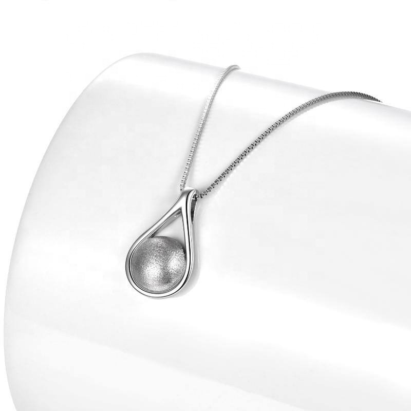 YFN High Quality Cremation Jewelry White Gold Plated 925 Sterling Silver Teardrop Pet Urn Necklace For Ashes