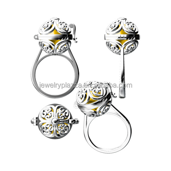 classic heart harmony balls mexican bolas silver perfume locket holder jewelry cage ring