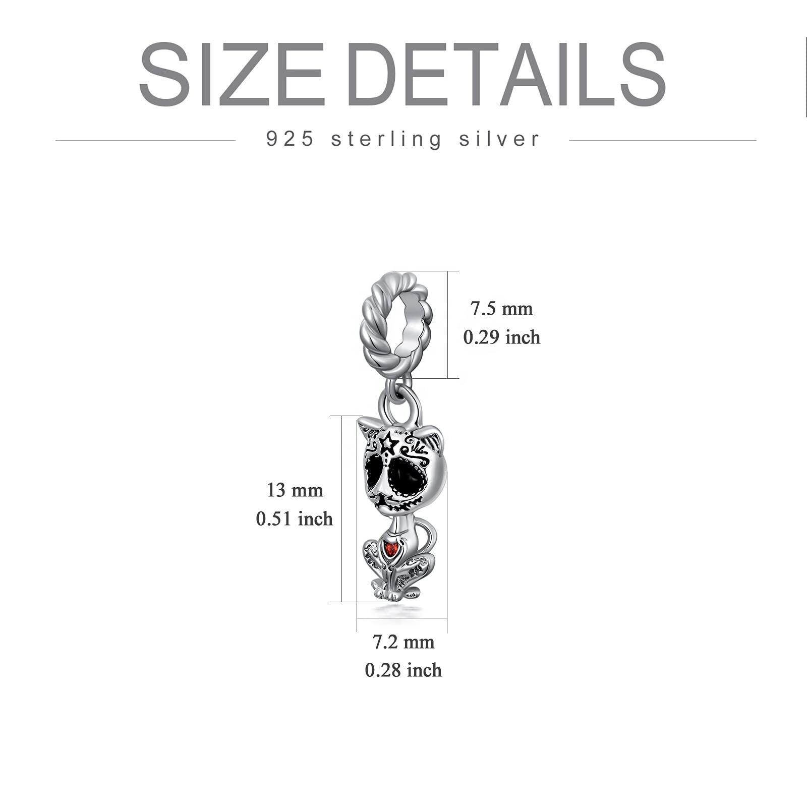 Halloween Gifts Cat Charms Pendant Bead for Bracelet 925 Sterling Silver Animal Cat Jewelry