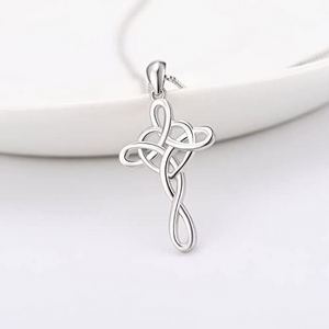 Minimalist Jewelry Gift 925 Sterling Silver Cross Heart Infinity Celtic Knot Necklace Pendant for Women Girls Boys